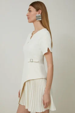 Mini robe Tailored Military Pleat à manches courtes