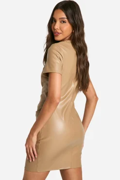 boohoo Mini robe t-shirt en synthétique drapée et à effet plissé<Femme Robes T-Shirt|Robes