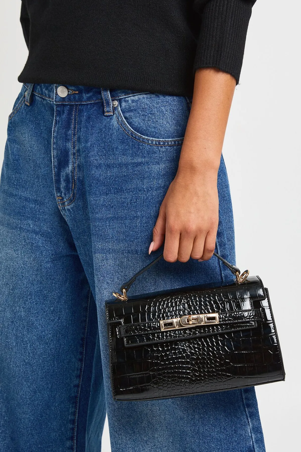boohoo Mini Sac À Détail Boucle Et Sangle Effet Croco< Sacs À Bandoulière|Sacs Bandoulière