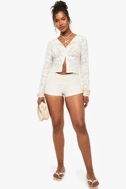 boohoo Mini short en jacquard floral à ceinture rabattable<Femme Shorts