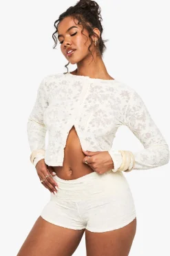 boohoo Mini short en jacquard floral à ceinture rabattable<Femme Shorts
