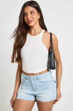 boohoo Mini Short En Jean Y2k Taille Basse Échancrée<Femme Denim|Shorts