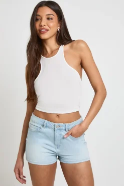 boohoo Mini Short En Jean Y2k Taille Basse Échancrée<Femme Denim|Shorts