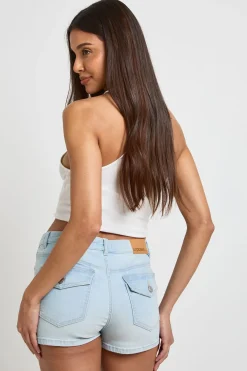 boohoo Mini Short En Jean Y2k Taille Basse Échancrée<Femme Denim|Shorts