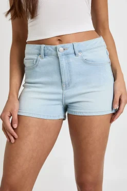 boohoo Mini Short En Jean Y2k Taille Basse Échancrée<Femme Denim|Shorts