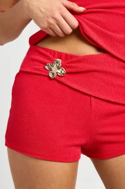 boohoo Mini Short Texturé Avec Ornement Floral<Femme Shorts