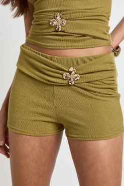 boohoo Mini Short Texturé Avec Ornement Fleur<Femme Shorts