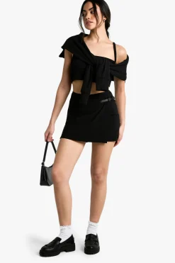 Mini skort en bengaline avec détail de boucle