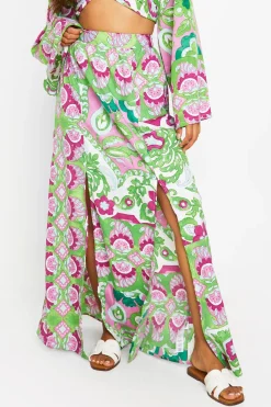 boohoo Mixed Print Split Front Maxi Skirt<Femme Jupes|Jupes