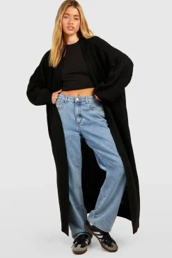 boohoo Mixed Rib Soft Knit Maxi Cardigan<Femme Pulls Et Gilets|Toutes Les Mailles
