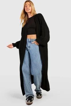 boohoo Mixed Rib Soft Knit Maxi Cardigan<Femme Pulls Et Gilets|Toutes Les Mailles