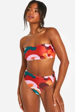 boohoo Mix & Match Bikini Bas Taille Haute Imprimé Abstrait<Femme Maillots De Bain|Tenues De Plage