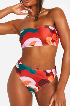 boohoo Mix & Match Bikini Bas Taille Haute Imprimé Abstrait<Femme Maillots De Bain|Tenues De Plage