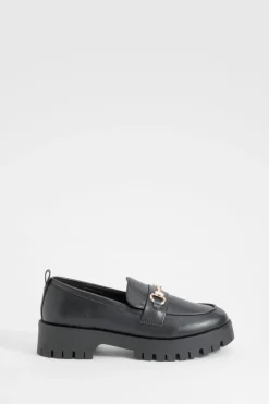 Mocassins À Barre En T Coupe Large Et Semelle Épaisse