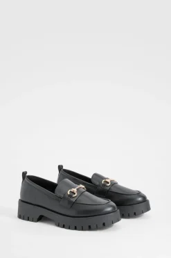 Mocassins À Barre En T Coupe Large Et Semelle Épaisse