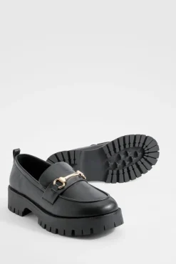 Mocassins À Barre En T Coupe Large Et Semelle Épaisse