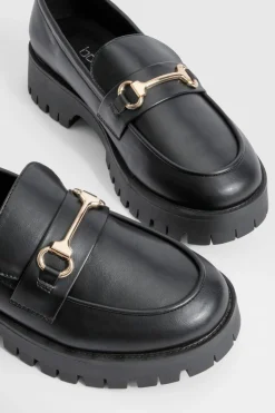 Mocassins À Barre En T Coupe Large Et Semelle Épaisse