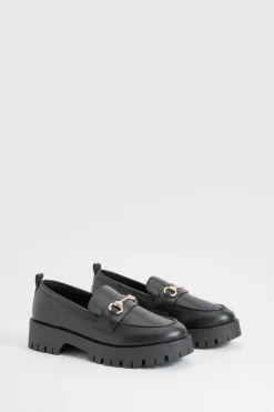 Mocassins À Barre En T Coupe Large Et Semelle Épaisse