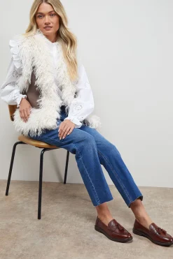 Oasis Mocassins Bunny en Cuir Véritable avec Détails Richelieu et Pompons< Mocassins|Chaussures Plates