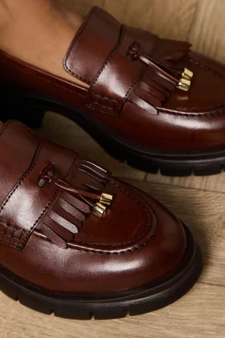 Mocassins Chunky Brooke en Cuir Véritable avec Détail Pompon