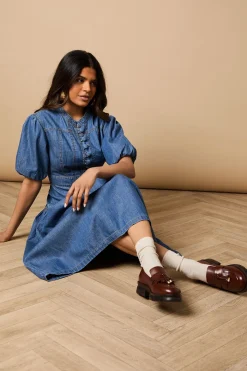 Mocassins Chunky Brooke en Cuir Véritable avec Détail Pompon