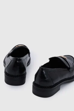 Mocassins Coupe Large À Détails Ornementaux Effet Croco