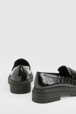 boohoo Mocassins à Détail de Sangle Effet Croco Épais< Mocassins|Chaussures Plates