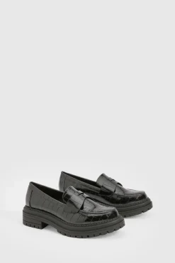 boohoo Mocassins à Détail de Sangle Effet Croco Épais< Mocassins|Chaussures Plates