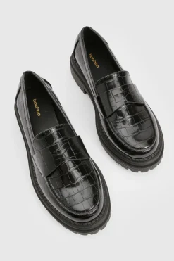 boohoo Mocassins à Détail de Sangle Effet Croco Épais< Mocassins|Chaussures Plates