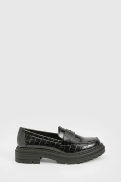 boohoo Mocassins à Détail de Sangle Effet Croco Épais< Mocassins|Chaussures Plates