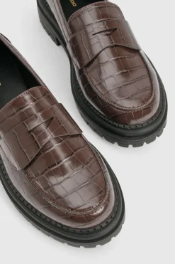 boohoo Mocassins à Détail Sangle Effet Croco Épais< Looks Chocolat|Looks Preppy