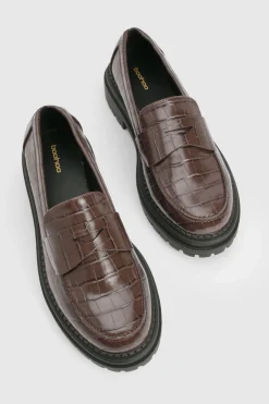 boohoo Mocassins à Détail Sangle Effet Croco Épais< Looks Chocolat|Looks Preppy