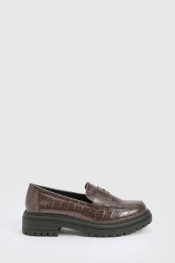 boohoo Mocassins à Détail Sangle Effet Croco Épais< Looks Chocolat|Looks Preppy