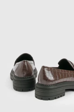 boohoo Mocassins à Détail Sangle Effet Croco Épais< Looks Chocolat|Looks Preppy