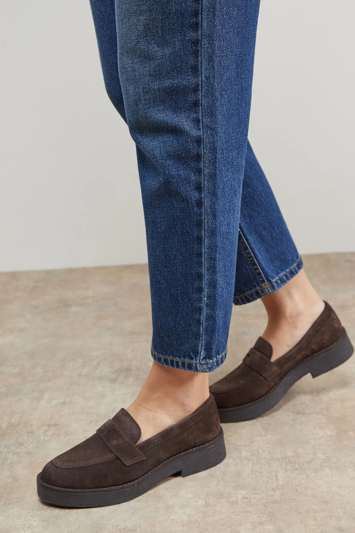 Mocassins Penny Décontractés à Semelle Épaisse en Daim Beurre