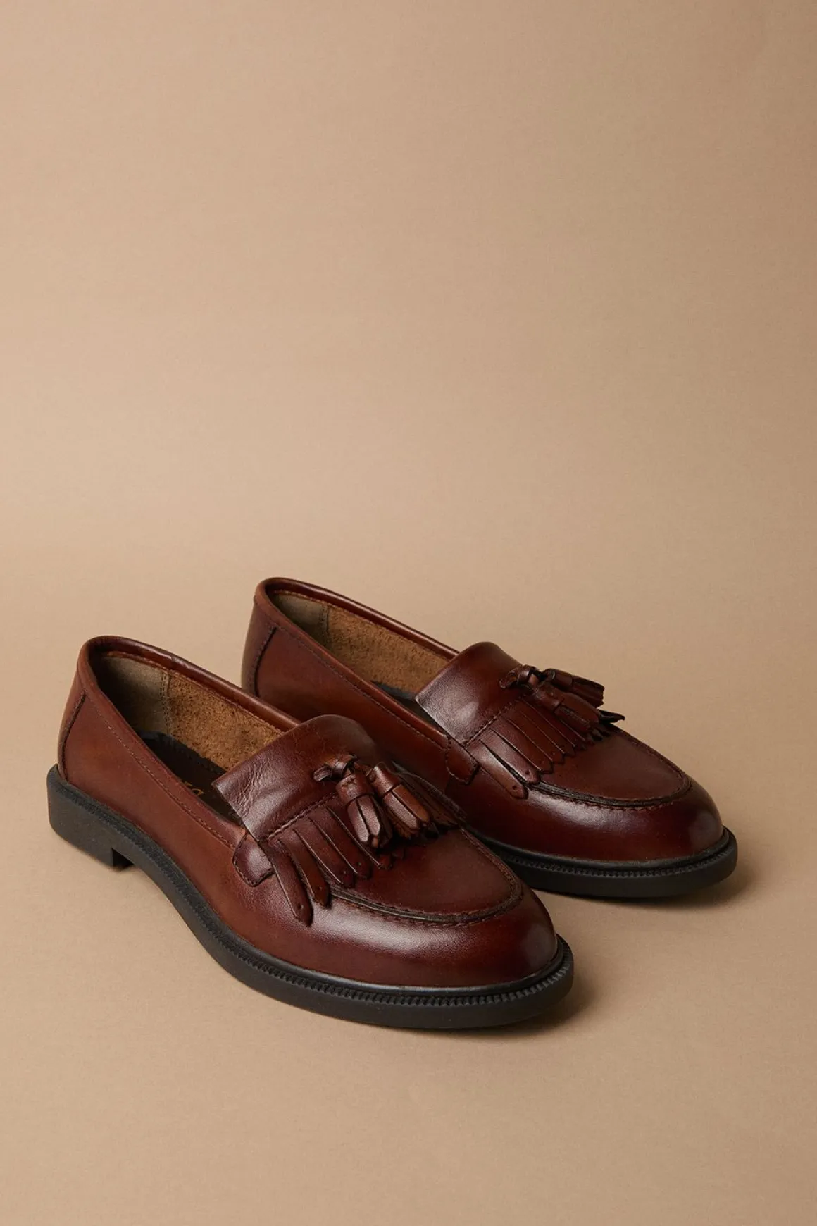 Mocassins à Pompons Brighton en Cuir Véritable