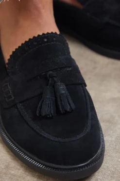 Mocassins à Pompons Bunny en Daim avec Détails Richelieu