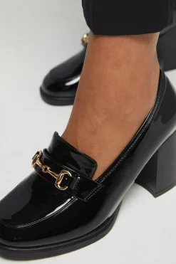 Mocassins à Talon Bloc Haut Daffie Coupe Large avec Ornement Mors