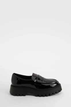 boohoo Mocassins Vernis À Semelle Épaisse Coupe Large< Chaussures De Bureau|Looks De Rentrée