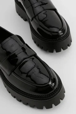 boohoo Mocassins Vernis À Semelle Épaisse Coupe Large< Chaussures De Bureau|Looks De Rentrée