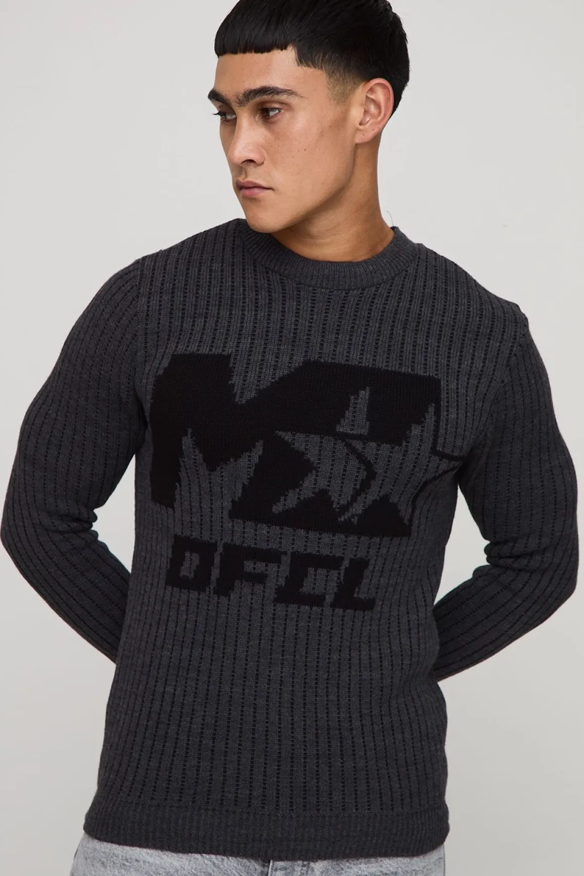 M Star Pull-over ajusté en maille côtelée