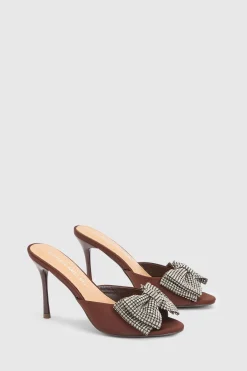 KarenMillen Mule À Bout Ouvert Avec Nœud En Satin Embelli< Chaussures À Talons|Satin Et Dentelle