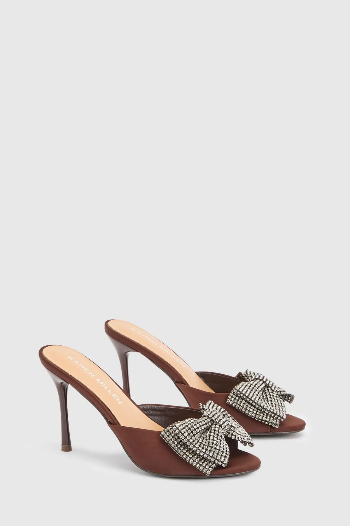 KarenMillen Mule À Bout Ouvert Avec Nœud En Satin Embelli< Chaussures À Talons|Satin Et Dentelle