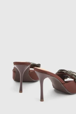KarenMillen Mule À Bout Ouvert Avec Nœud En Satin Embelli< Chaussures À Talons|Satin Et Dentelle