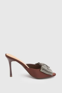 KarenMillen Mule À Bout Ouvert Avec Nœud En Satin Embelli< Chaussures À Talons|Satin Et Dentelle