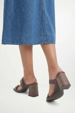 Mules Axel À Talon Bloc En Synthétiquecuir Avec Détail Boucle