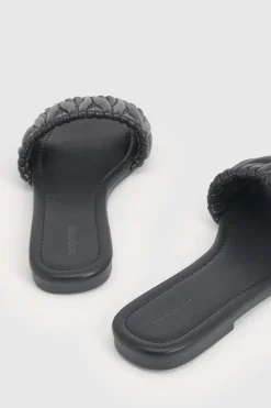 boohoo Mules À Bout Carré Matelassées Avec Détails Texturés< Sandales