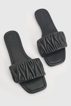 boohoo Mules À Bout Carré Matelassées Avec Détails Texturés< Sandales