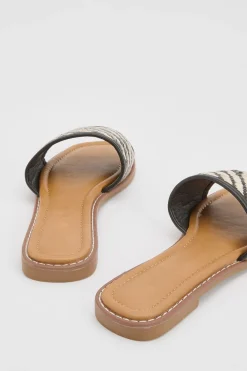 Mules À Bride Contrastée Tissée