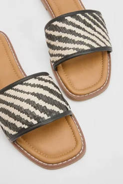 Mules À Bride Contrastée Tissée